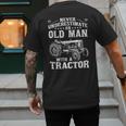Never Underestimate An Old Man Tractor Farmer Dad Men's Back Print T-Shirt