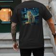 Van Gogh Starry Night Cat For Cat Lover Cat Mom And Cat Dad Men's Back Print T-Shirt