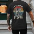 Vintage I'd Rather Be Fishing Graphic Bass Dad Boy Men Men's Back Print T-Shirt