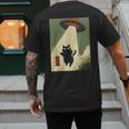 Vintage Japanese Cat Alien Cat Dad UFO Abduction Graphic Tee Men's Back Print T-Shirt