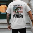I'd Rather Be Fishing Bass Fish Dad Joke American Flag Men's Back Print T-Shirt