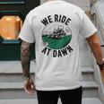 We Ride At Dawn Lawn Mower Zero-Turn Dad Mowing Men's Back Print T-Shirt