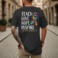 Autism Awareness Ribbon Mom Dad Kids Autistic Support Autism Men's Back Print T-Shirt Autism Awareness Ribbon Mom Dad Kids Autistic Support Autism Men's Back Print T-Shirt
