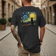 Cat Starry Night Van Gogh Cat For Cat Lover Cat Mom Cat Dad Men's Back Print T-Shirt