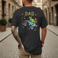 Dad Building Blocks Monster Truck Dinosaur Birthday Men's Back Print T-Shirt