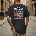 Dada Of The Birthday Boy Fire Truck Firefighter 1St Party Men's Back Print T-Shirt