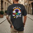Daddy Of The Birthday Girl Rainbow B-Day Matching Family Men's Back Print T-Shirt