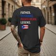 Father Husband Puerto Rican Legend Proud Dad Rico Flag Men's Back Print T-Shirt