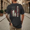 Father's Day Baseball Papa USA Flag Dad Men Baseball Men's Back Print T-Shirt