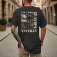Grandpa Veteran Fathers Day Dad Veteran Camo American Flag Men's Back Print T-Shirt