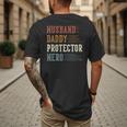 Husband Daddy Protector Hero For Dad Father's Day Men's Back Print T-Shirt