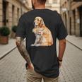 I Love Dad Patriotic Golden Retriever Canine Dog Lover Men's Back Print T-Shirt