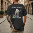 Vintage Father Son Family Autistic Kids Autism Awareness Dad Men's Back Print T-Shirt