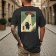 Vintage Japanese Cat Alien Cat Dad UFO Abduction Graphic Tee Men's Back Print T-Shirt
