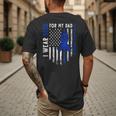 I Wear Blue For My Dad Colon Cancer Awareness Blue USA Flag Men's Back Print T-Shirt