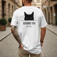 Cat Judging You Silently Cat Mom Dad Premium Tri-Blend Men's Back Print T-Shirt