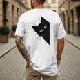 Curious Cat Peeking Sneaky Cat Cat Mom Cat Dad Men's Back Print T-Shirt Curious Cat Peeking Sneaky Cat Cat Mom Cat Dad Men's Back Print T-Shirt