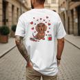 Cute Dachshund Valentine's Day Heart Love Dog Mom Dog Dad Men's Back Print T-Shirt