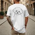 Line Art Dad Mom Dog Bichon Frise Men's Back Print T-Shirt
