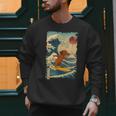 Dachshund Doxie Japanese Kanagawa Wave Surfing Japan Mom Dad Men Sweatshirt