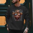Highland Cow 4th July USA Flag Dad Father America Men Boys Men Sweatshirt