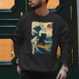 Pug Japanese Kanagawa Wave Surfing Japan Mom Dad Kids Men Sweatshirt