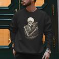 Skeleton Hugging Cat Halloween Cat Lover Cat Mom Dad Men Sweatshirt