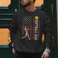 Softball Dad US Flag For Dad Men Patriotic Fathers Day Men Sweatshirt