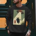 Vintage Japanese Cat Alien Cat Dad UFO Abduction Graphic Tee Men Sweatshirt