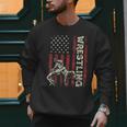 Wrestling US Flag Dad Wrestler Patriotic 4th Of July Men Sweatshirt