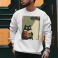 Vintage Japanese Cat Book Lovers UFO Alien Abduction Cat Dad Men Sweatshirt