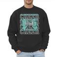 Cheer Dad Daddy Bow Sport Cheerleader Cheerleading Teal Blue Men Sweatshirt
