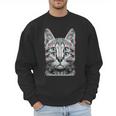 Glitch Weird Cat Kitten Optical Illusion Cat Mom Dad Men Sweatshirt