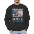 Semi Truck Driver Trucker Daddy Husband US American Flag Men Sweatshirt