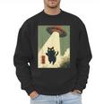 Vintage Japanese Cat Alien Cat Dad UFO Abduction Graphic Tee Men Sweatshirt