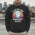 Axolotl Kids Teens Retro Sunset I Love My Daddy Men Sweatshirt