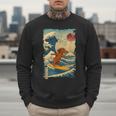 Dachshund Doxie Japanese Kanagawa Wave Surfing Japan Mom Dad Men Sweatshirt