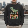 Daddy Saurus Dinosaur Dad Of Two Kids Dino Family Men Sweatshirt