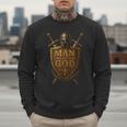 Faithful Warrior Man Of God Christian Men Knight Armor Dad Men Sweatshirt