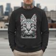 Glitch Weird Cat Kitten Optical Illusion Cat Mom Dad Men Sweatshirt