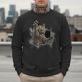 Grey Cat Torn Cloth Cat Dad Cat Mom Cat Lover Men Sweatshirt