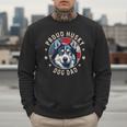 Proud Husky Dad American Flag Patriotic Husky Dad Men Sweatshirt