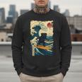 Pug Japanese Kanagawa Wave Surfing Japan Mom Dad Kids Men Sweatshirt