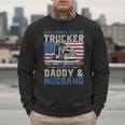 Semi Truck Driver Trucker Daddy Husband US American Flag Men Sweatshirt
