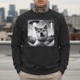 Shiba Inu Dog Dad Mom Graphic Selfie UFOs Weird Aliens Men Sweatshirt