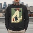 Vintage Japanese Cat Alien Cat Dad UFO Abduction Graphic Tee Men Sweatshirt