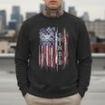 Vintage USA Flag Proud Swimming Dad Swim Swimmer Silhouette Men Sweatshirt