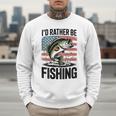I'd Rather Be Fishing Bass Fish Dad Joke American Flag Men Sweatshirt