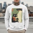 Vintage Japanese Cat Book Lovers UFO Alien Abduction Cat Dad Men Sweatshirt