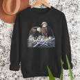 Bald Eagle Dad Mom Three Eaglet Chicks Babies In The Nest Men Sweatshirt